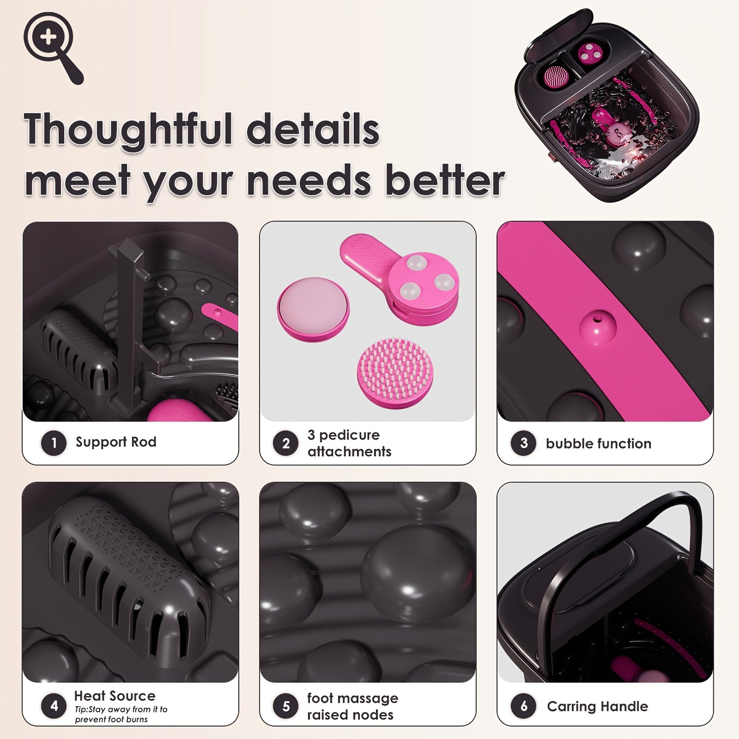 Collapsible Foot Spa with Heat, Bubbles, & Remote Control