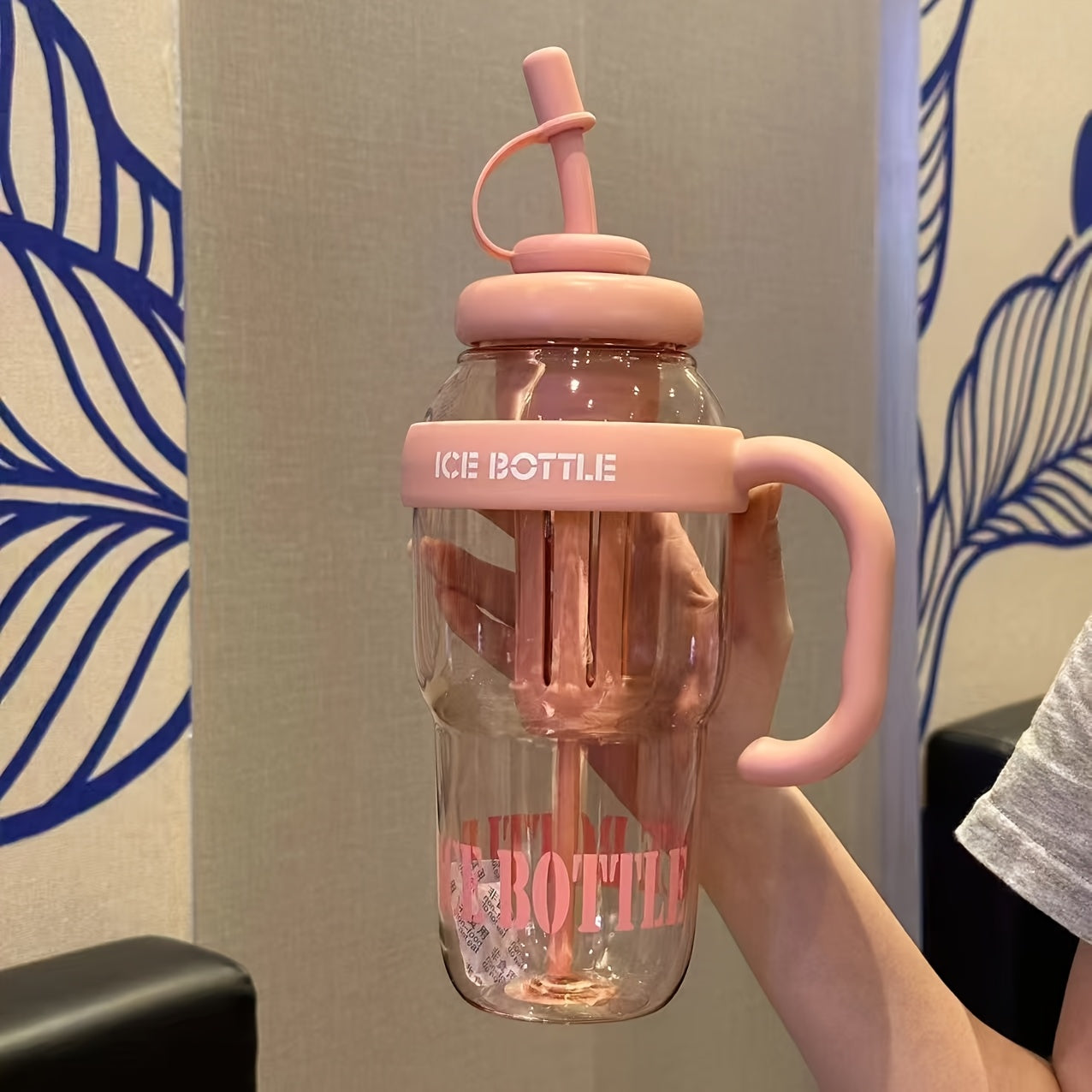 Durable PC 40oz Water Bottle w/ Handle & Safety Cover, Leak-Proof Portable Sport Bottle