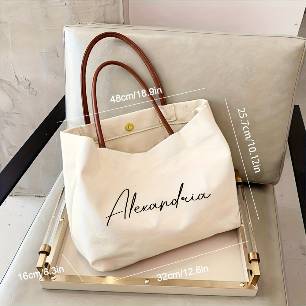 Personalized Nylon Bridesmaid & Beach Tote Bags - Custom Name, Magnetic Closure, Black Option