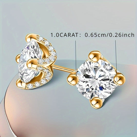 1ct Moissanite Stud Earrings – 925 Sterling Silver Simple Elegant Unisex Set
