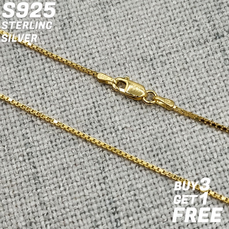 1mm 925 Sterling Silver Square Box Chain - 18-24 Inches