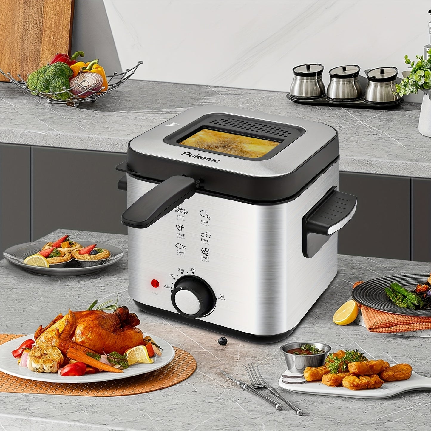 SUSTEAS Deep Fryer: 84.5oz Non-Stick Pot & Adjustable Temp