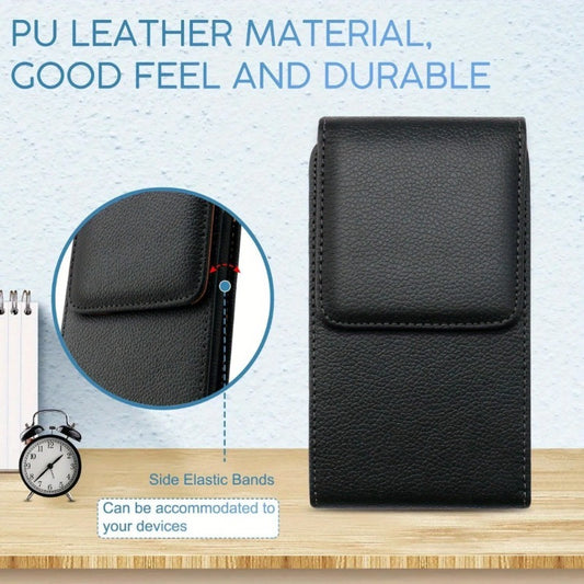 Universal PU Leather Phone Holster – Vertical Waist Pouch with Belt Clip