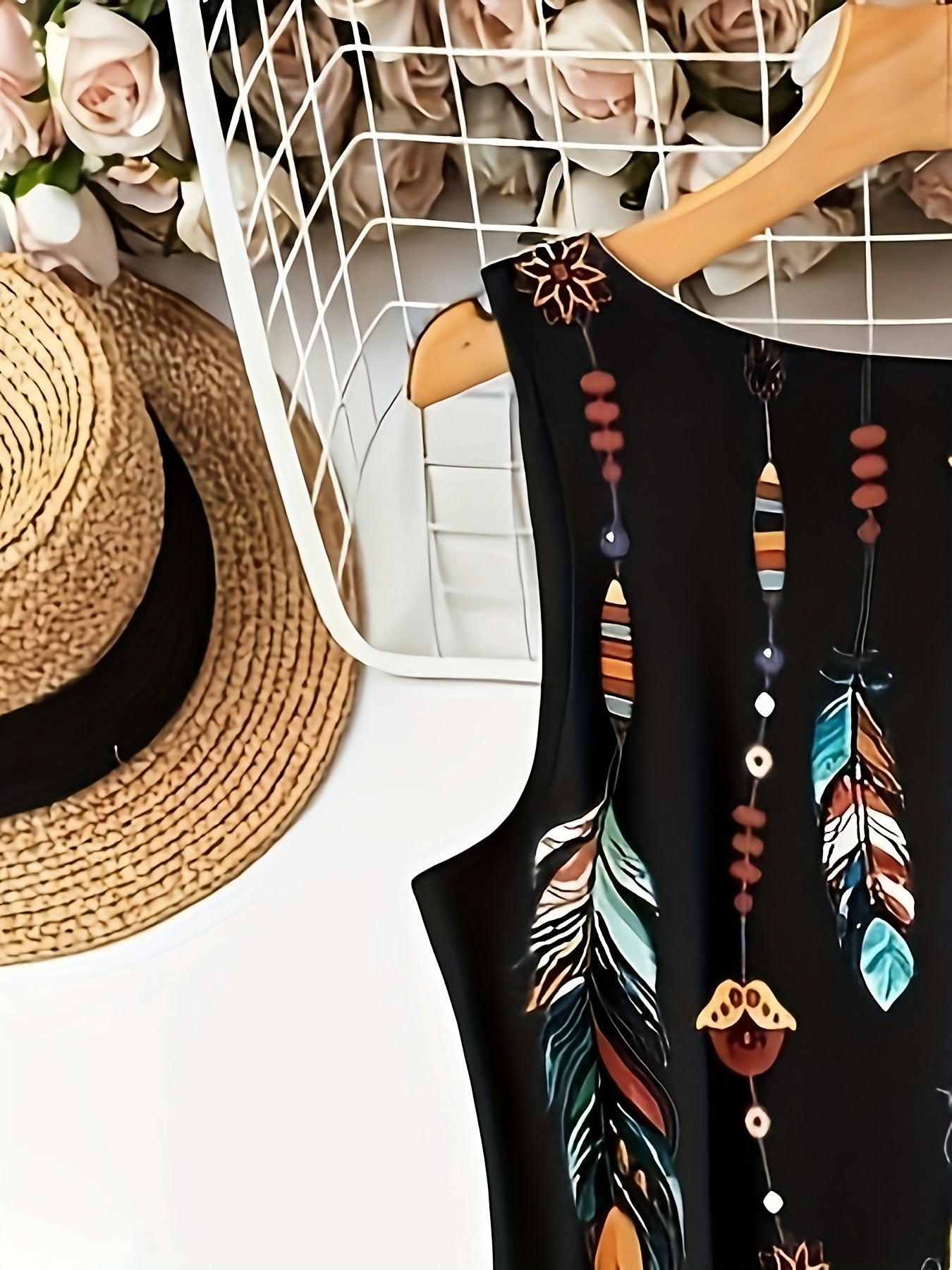 Summer V-neck Print Vest Dress