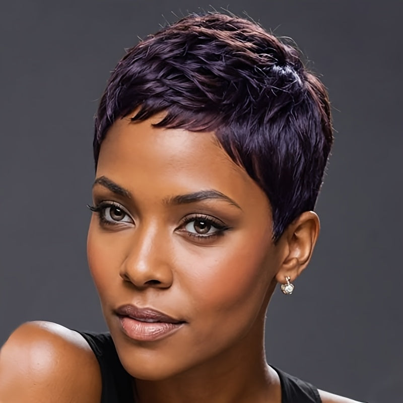 Synthetic Pixie Cut Wig With Bangs Short Body Wavy Wig Heat Resistant Wigs For Women Fashion Wig For Women Short Layered Wigs