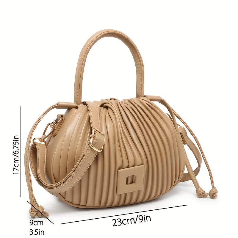 The Terilte Women'S Drawstring Bucket Bag Is a Pleated Handbag That Can Also Be Used As a Crossbody Bag. It Features a Detachable Shoulder Strap, Allowing for Easy Transitions Between a Handbag, Shoulder Bag, And Crossbody Ba