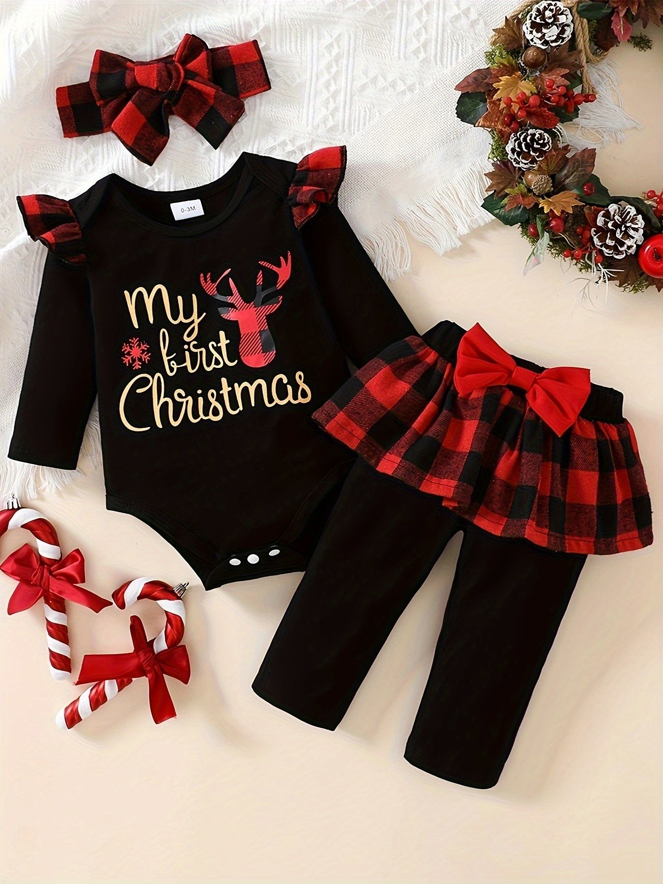 🐞 Baby Boy's 2-Piece Casual Set: Beetle Print Long-Sleeve Open-Crotch Jumpsuit & Leg-Wrapping Trousers (Knitted Shoulder Jumpsuit)