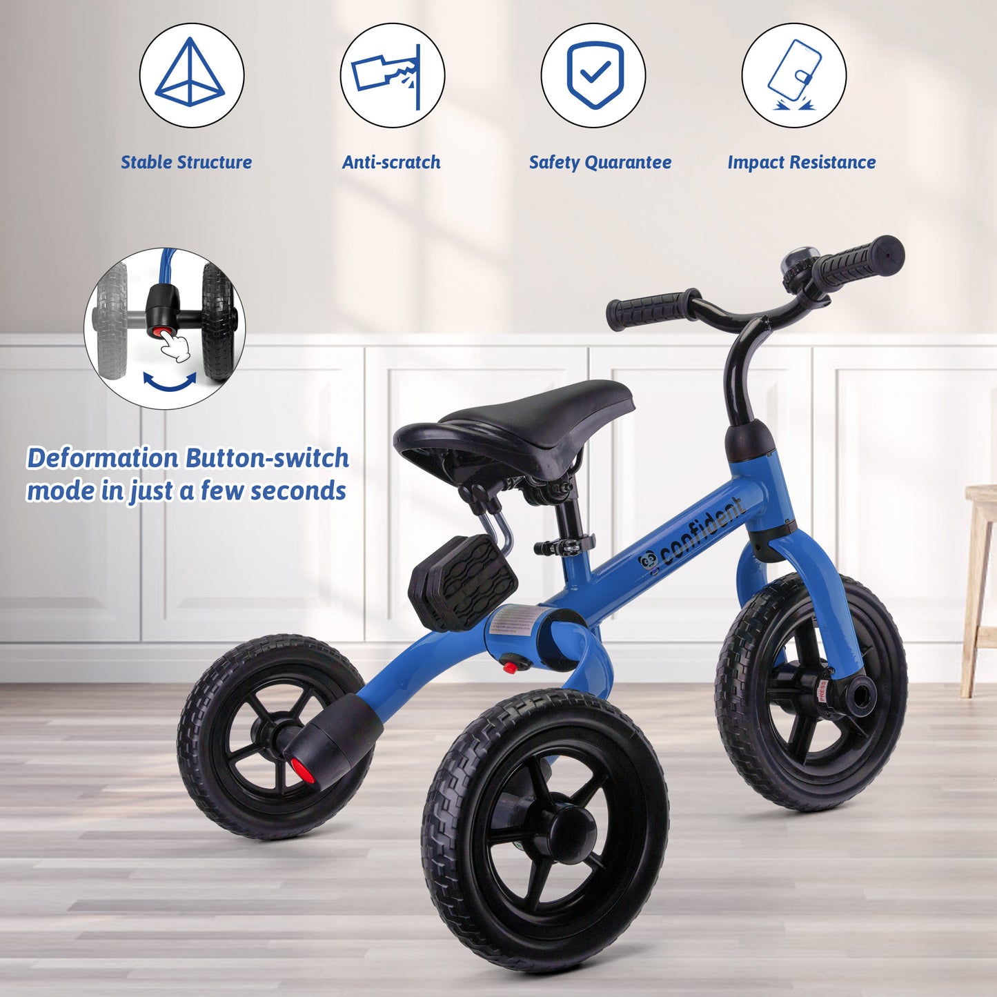 3-in-1 Kids Tricycle & Balance Bike (1-4 Years Old)