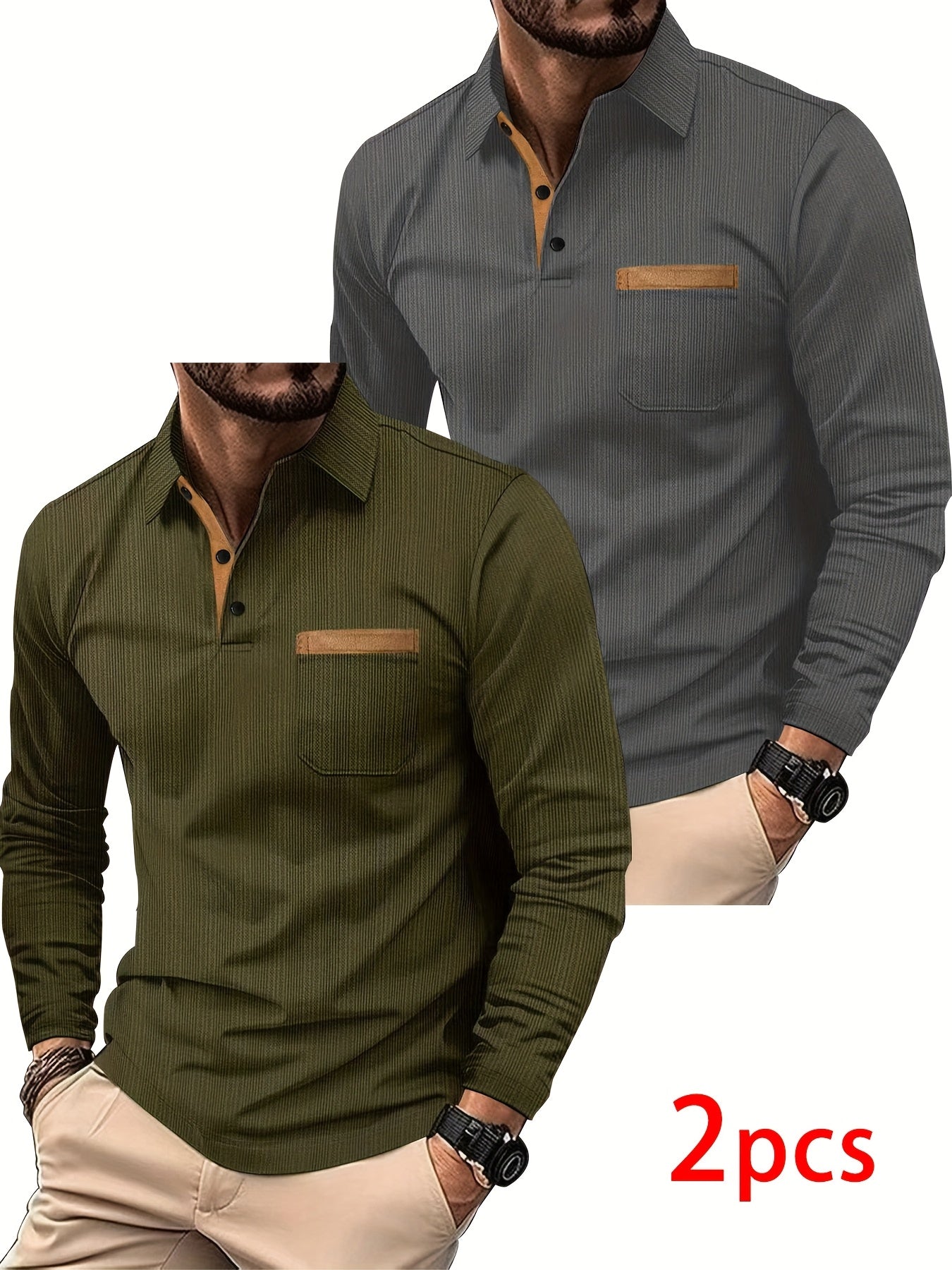 Pearson OBM Men’s Jacquard Color-Block Golf Polo (2-Pack)