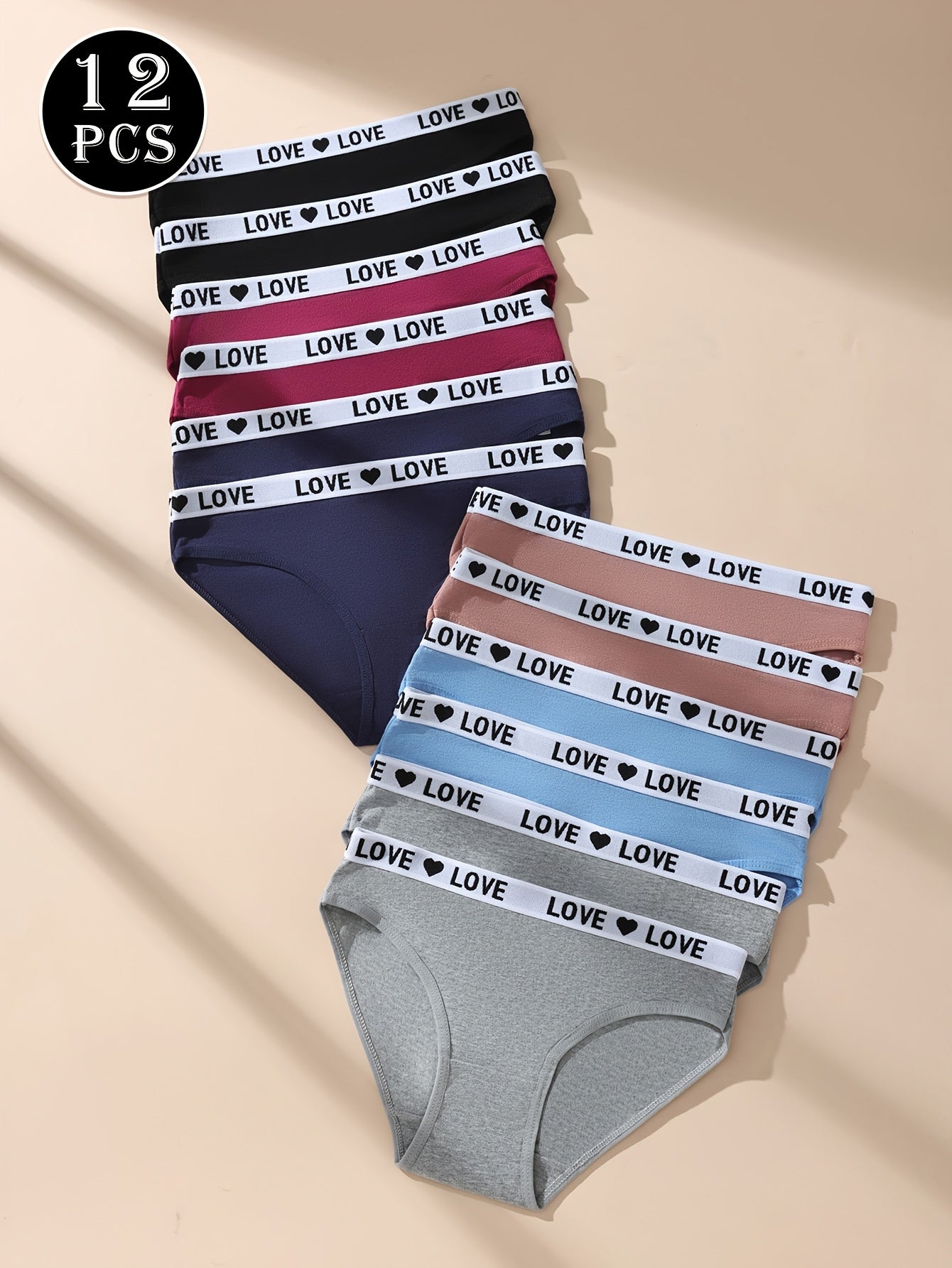 12-Pack Mixed Color Women's Sports Underwear - Soft, Breathable, and Elastic Daily Wear