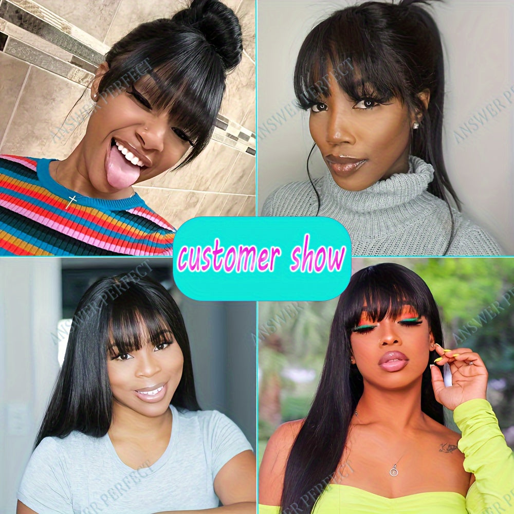 250% Density Brazilian Virgin Straight Wig with Bangs