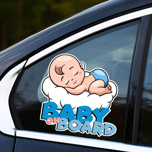 ☁️ 2D Flat Vinyl Decal: Baby Sleeping in the Cloud Sticker (For Cars, Windows, Laptops, Walls) - Semi-Matte Finish