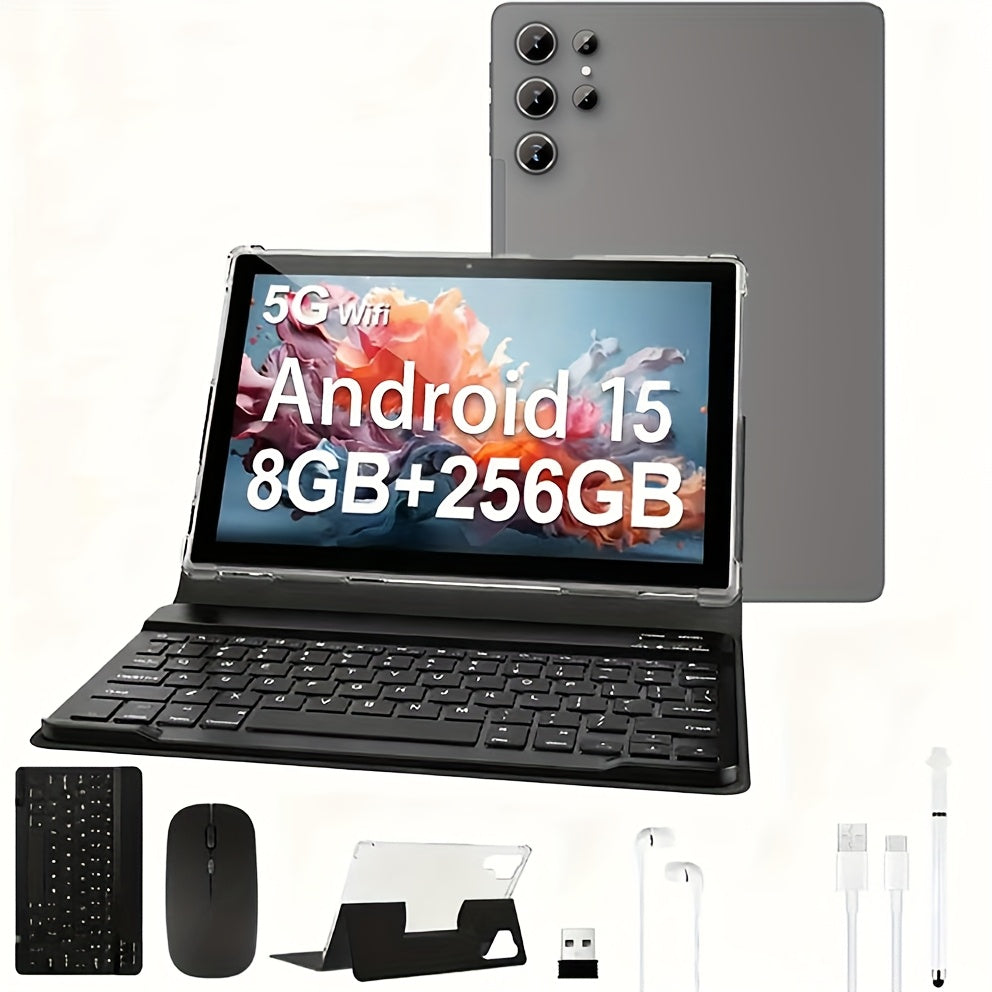 10.1" Android 15 Tablet Bundle with Keyboard, Mouse & Stylus