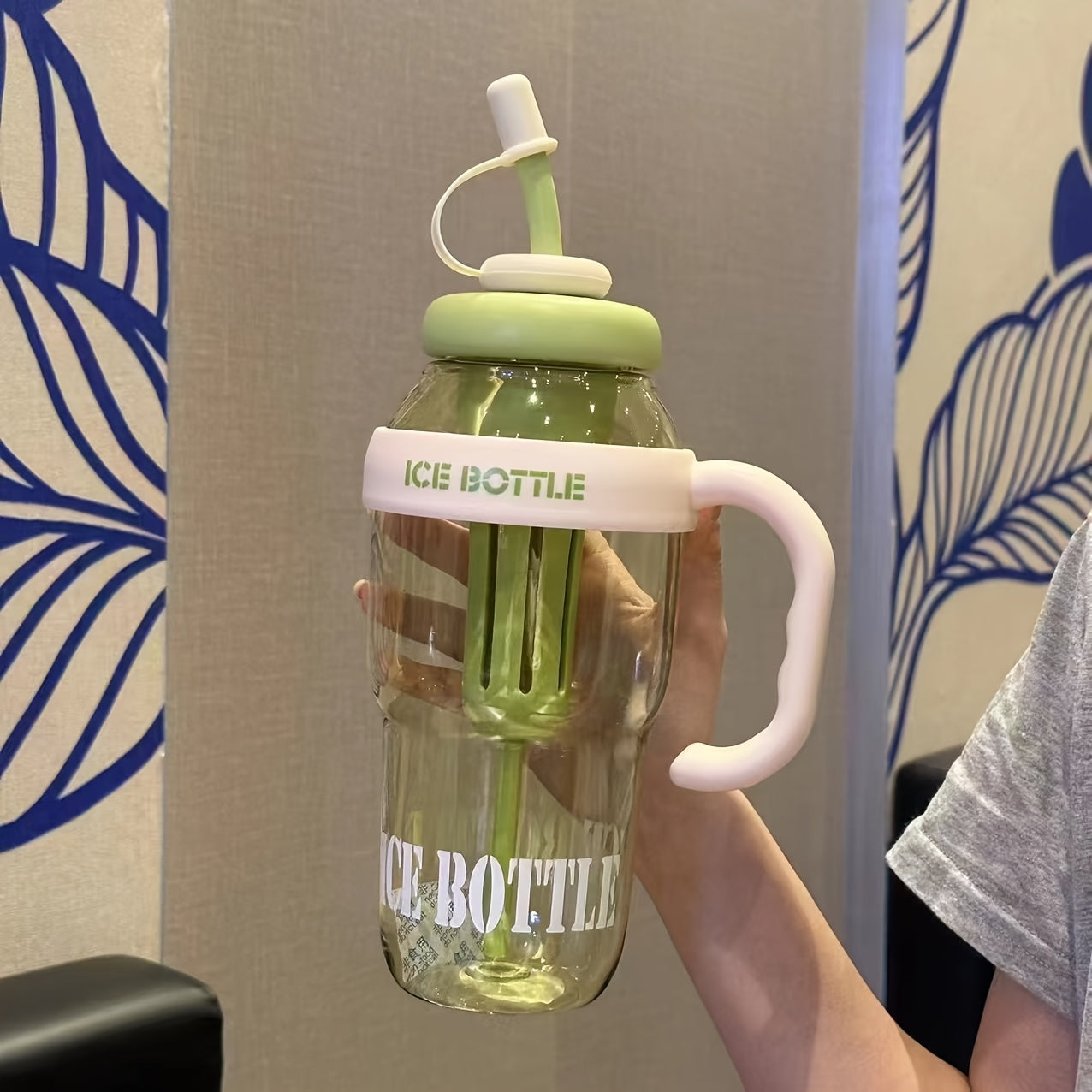 Durable PC 40oz Water Bottle w/ Handle & Safety Cover, Leak-Proof Portable Sport Bottle