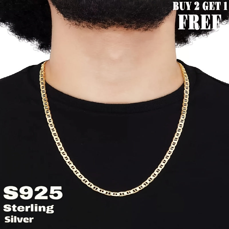 S925 Sterling Silver Pig Nose Necklace, 24K Gold Plated Marina Link Chain, Gift for Teenager