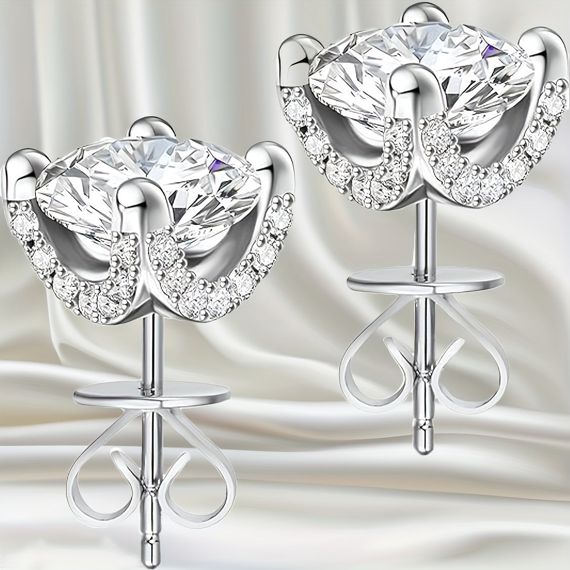 1ct Moissanite Stud Earrings – 925 Sterling Silver Simple Elegant Unisex Set