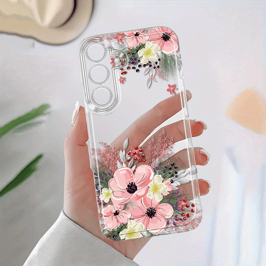 Cartoon Flower Transparent Anti-Fall Phone Case for Samsung Galaxy A/S Series