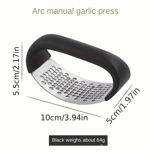 Manual Stainless Steel Ring Garlic Press & Crusher (Black)