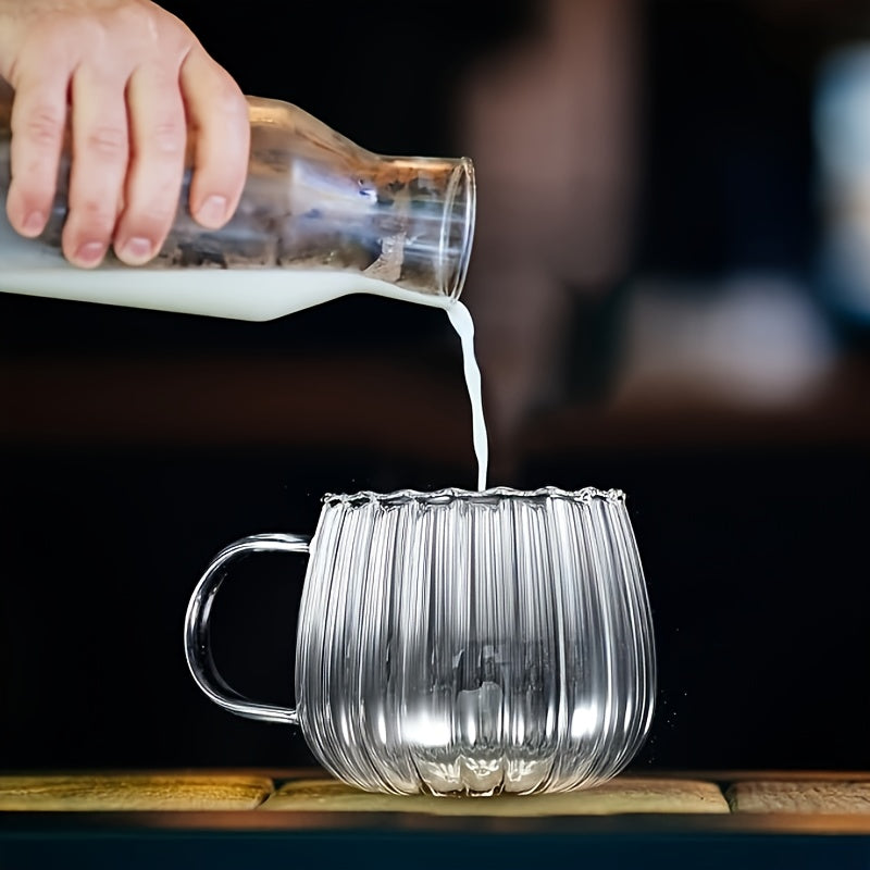 Pumpkin Shaped Glass Coffee Mug, 15.5oz Heat-Resistant Borosilicate Glass Cup