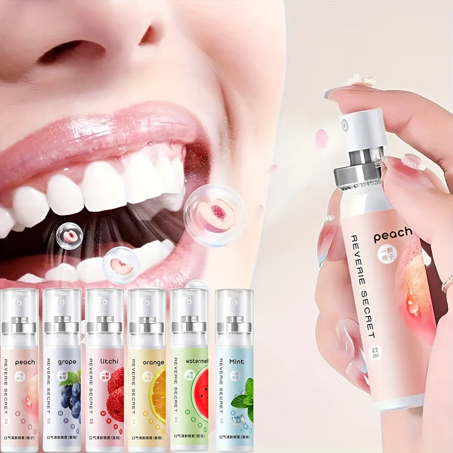 🍑 6 Pcs Fresh Breath Spray Set - Alcohol-Free & Sugar-Free Mouth Freshener (Multi-Flavor Pack)