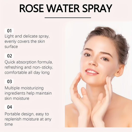 Rose Water Facial Moisturizing Spray – Hydrating & Brightening Face Mist, 3.4 oz