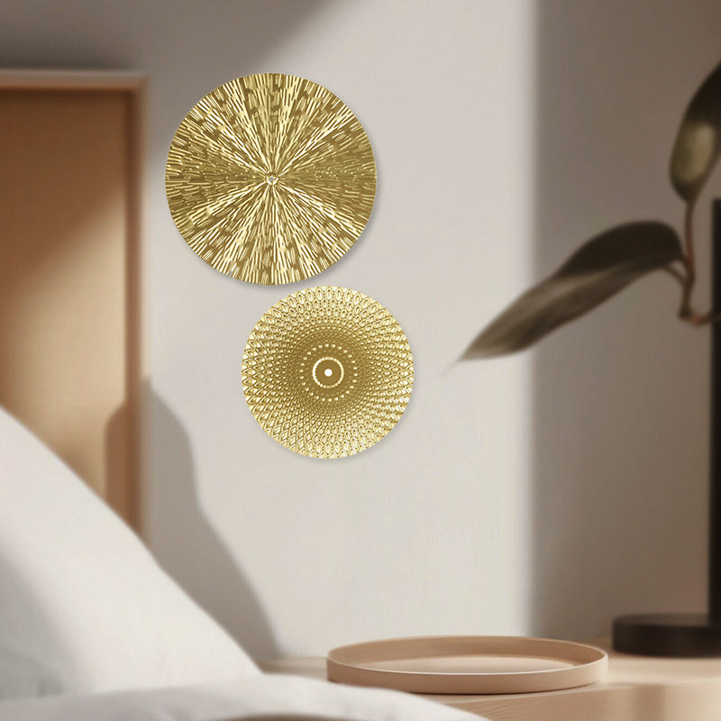 5/7pc Golden Metal Round Wall Hanging Set – Modern Luxury