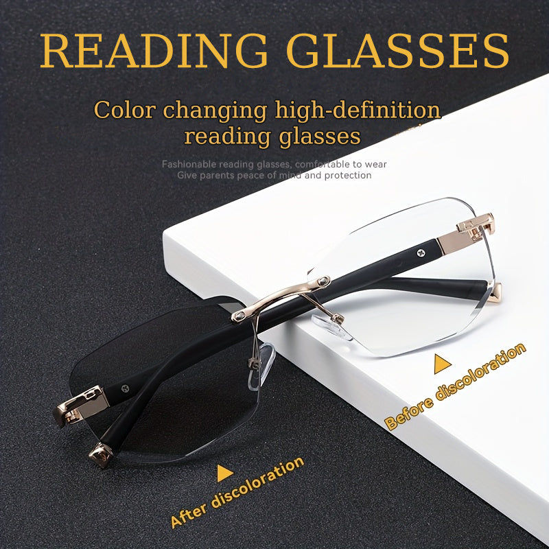 Photochromic Rimless Reading Glasses – Color Changing Readers for Men & Women