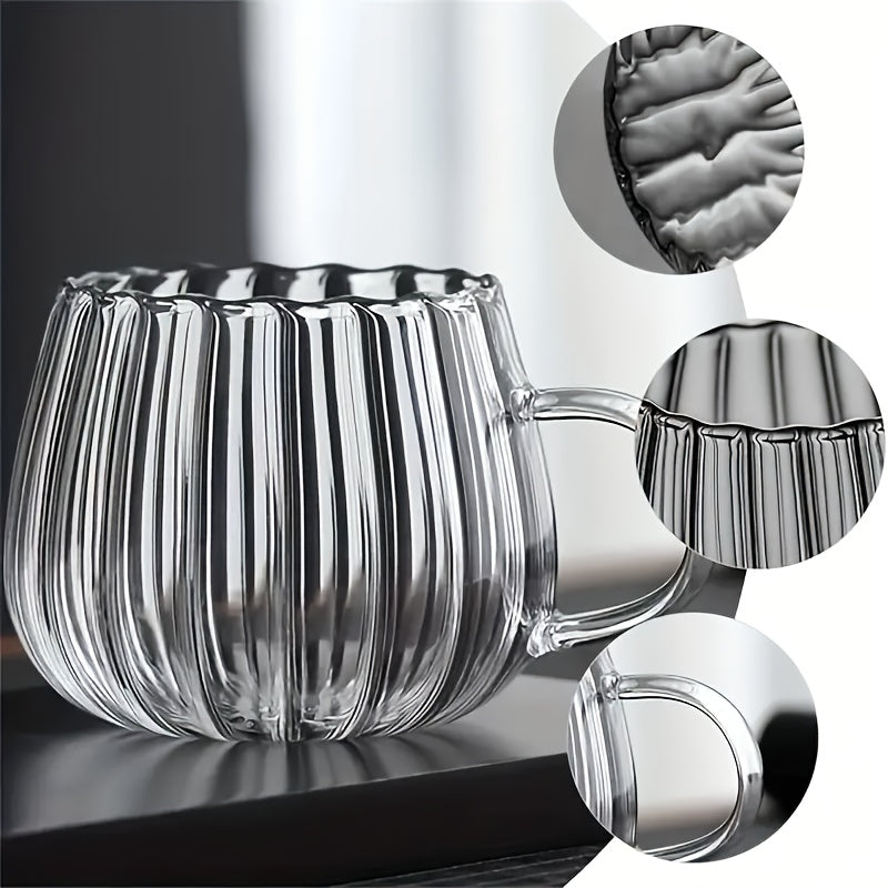 Pumpkin Shaped Glass Coffee Mug, 15.5oz Heat-Resistant Borosilicate Glass Cup