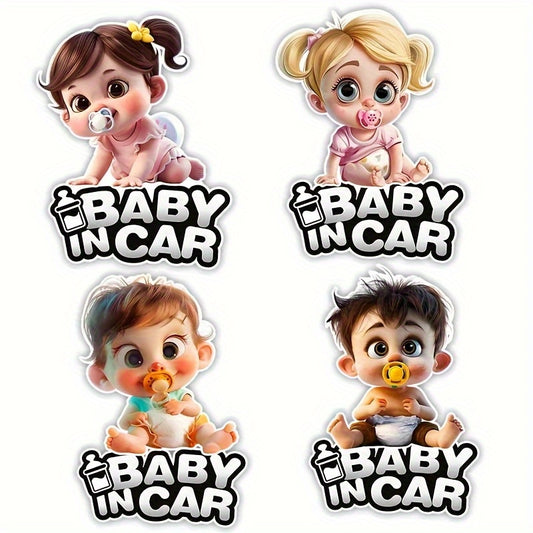 👶 Cute Boys & Girls Child Safety Warning Decals for Car Windows: Playful Vehicle Stickers & Accessories (Glossy Finish)