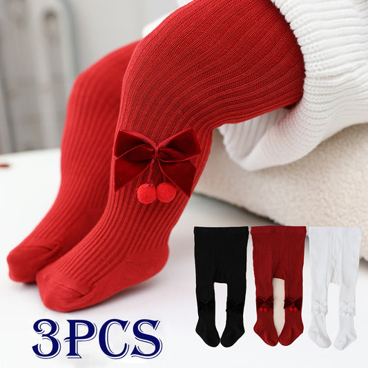 3-Pack Girls' Breathable Red Leggings (100-Day/Birthday)