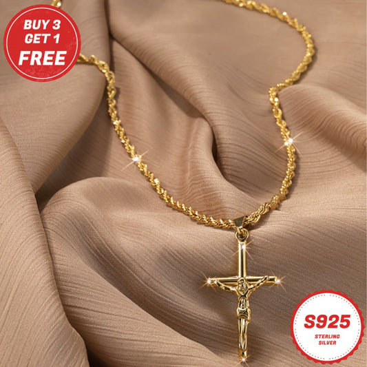 18K Gold Plated 925 Sterling Silver Cross Necklace